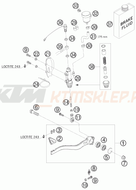Schemat "tył hamulec - pompa" do KTM 690 SUPERMOTO