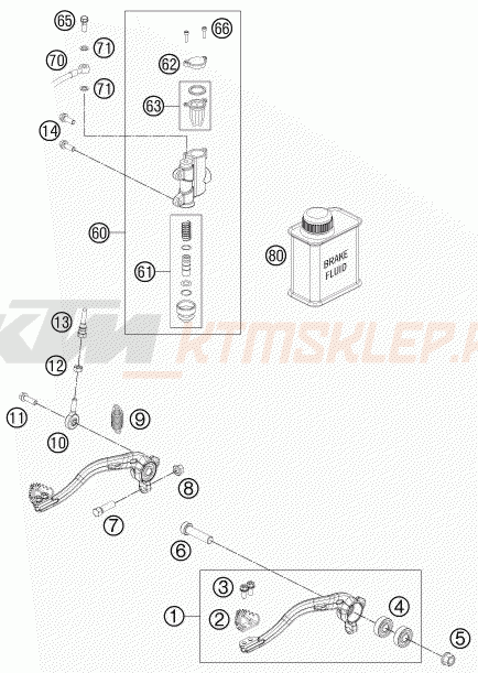 Schemat "tył hamulec - pompa" do KTM 65 SX