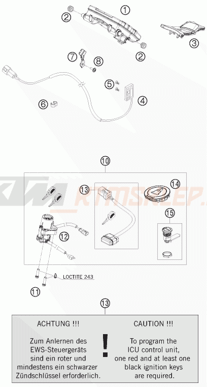 Schemat "system zabezpieczający" do KTM 1190 RC8-R
