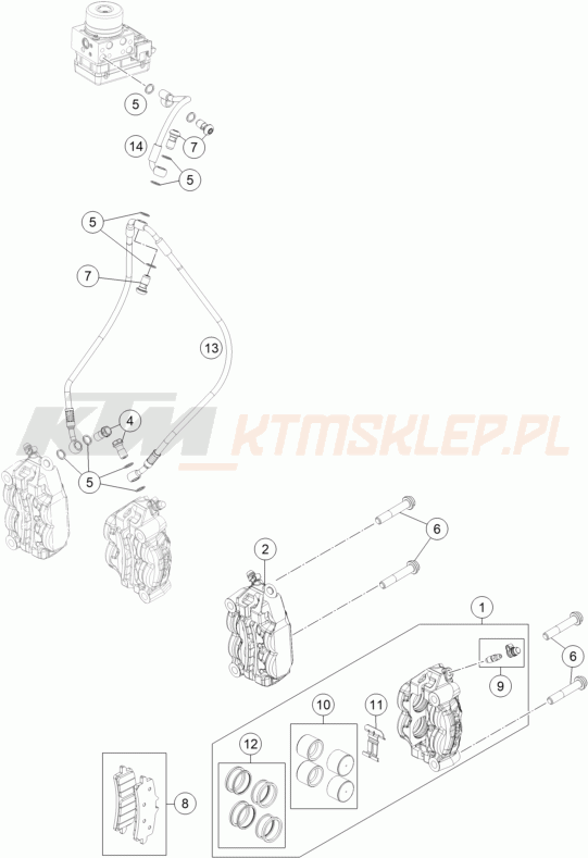 Schemat "zacisk hamulcowy + tarcza przód" do KTM 1290 Super Duke R