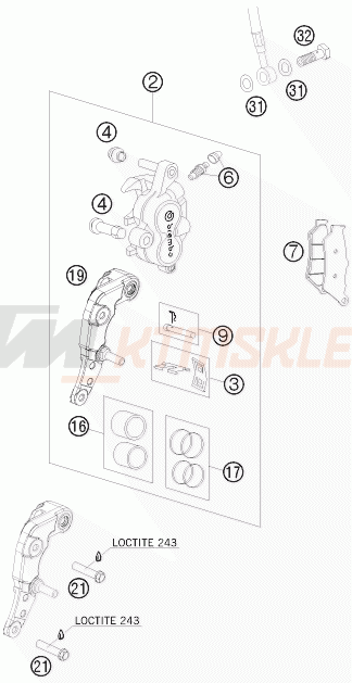 Schemat "zacisk hamulcowy + tarcza przód" do KTM 690 RALLY FACTORY REPLICA