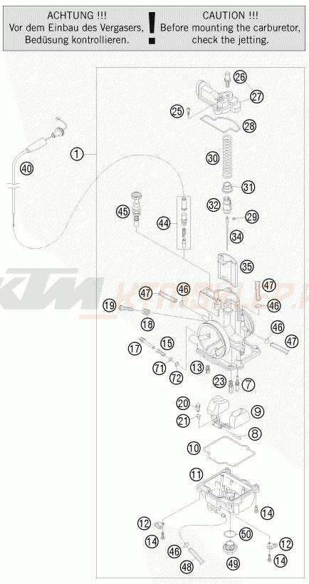 Schemat "gaźnik" do KTM 125 EXC