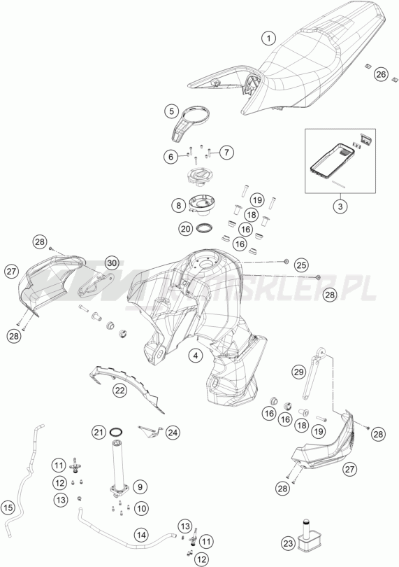 Schemat "TANK, SEAT" do KTM 890 SMT