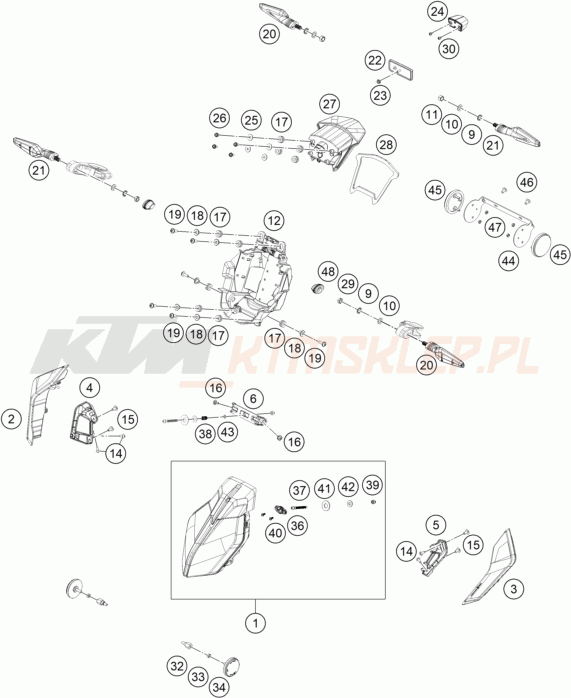 Schemat "oświetlenie" do KTM 390 DUKE, blue