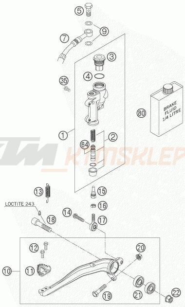 Schemat "tył hamulec - pompa" do KTM 400 XC-W