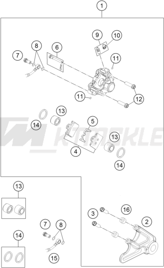 Schemat "hamulce- zacisk hamulcowy tył" do KTM FREERIDE E-SM