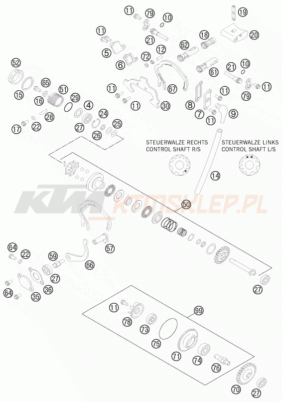 Schemat "zawór wydechowy" do KTM 125 SX