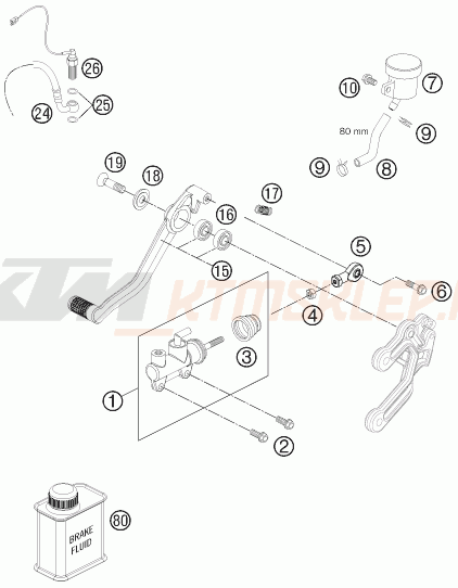 Schemat "tył hamulec - pompa" do KTM 990 SUPER DUKE R