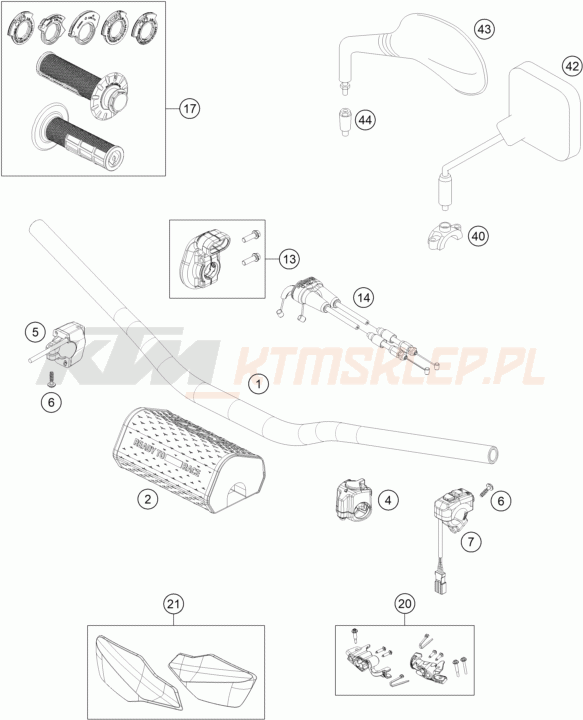 Schemat "kierownica i osprzęt" do KTM 350 EXC-F SIX DAYS
