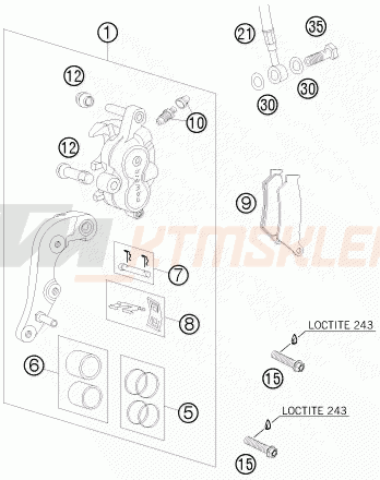 Schemat "Zacisk hamulcowy + tarcza przód" do KTM 200 EXC