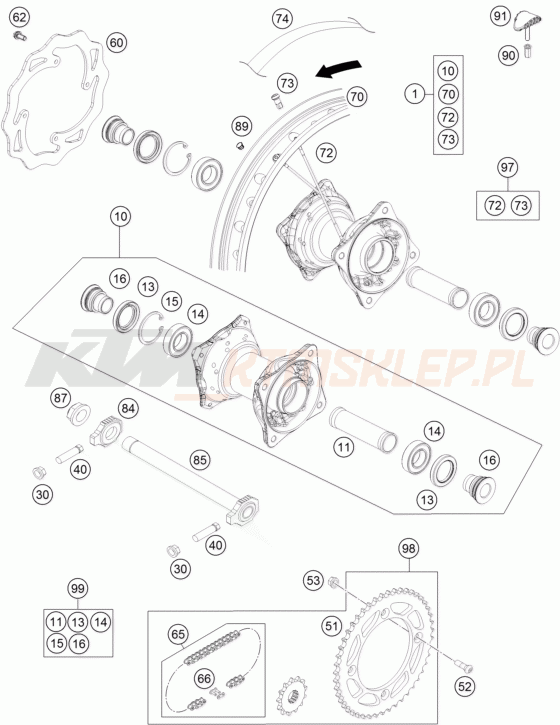 Schemat "koło tył" do KTM 85 SXS 17/14