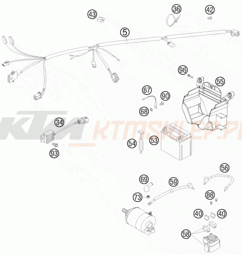 Schemat "wiązka elektryczna" do KTM 250 XCF-W SIX DAYS