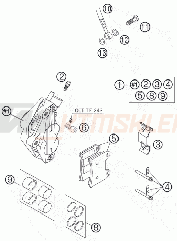 Schemat "zacisk hamulcowy + tarcza przód" do KTM 640 LC4 SUPERMOTO PRESTIGE