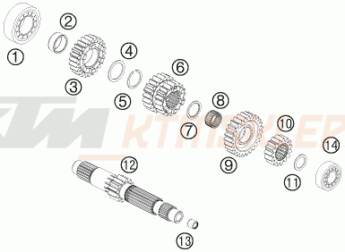 Schemat "TRANSMISSION I - MAIN SHAFT" do KTM 990 SUPERMOTO T ABS