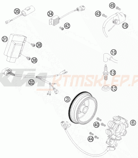 Schemat "układ zapłonowy" do KTM 250 EXC