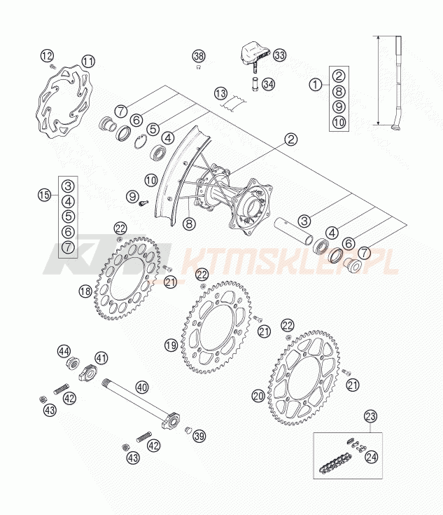 Schemat "koło tył" do KTM 250 EXC-F