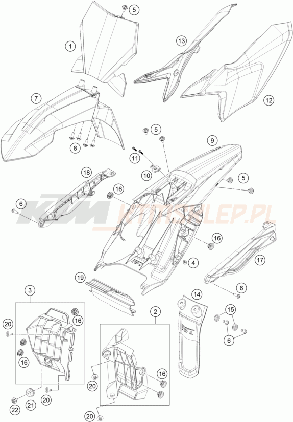 Schemat "czasza, błotniki" do KTM SX-E 3