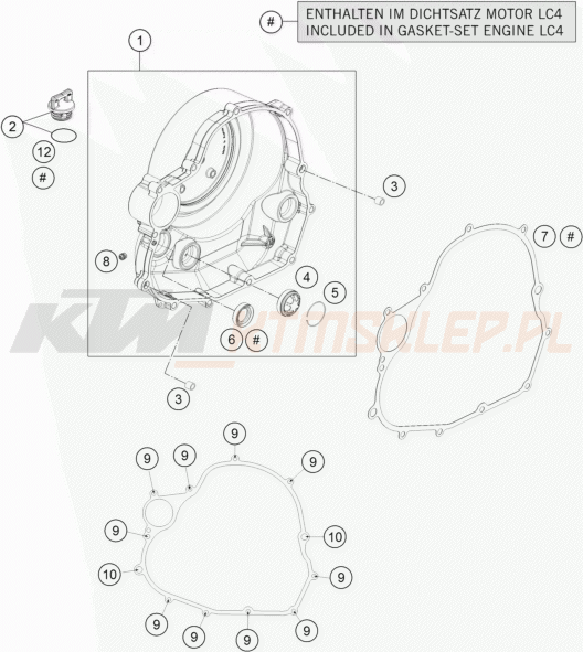Schemat "pokrywa sprzęgła" do KTM 690 Enduro R