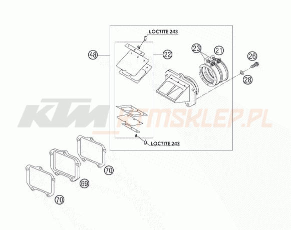 Schemat "REED VALVE CASE" do KTM 200 XC-W