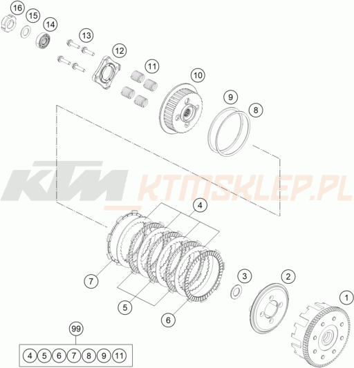 Schemat "sprzęgło" do KTM 125 DUKE