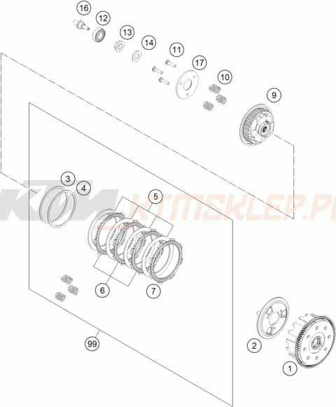 Schemat "sprzęgło" do KTM 125 DUKE, orange