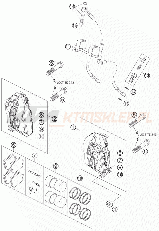 Schemat "zacisk hamulcowy + tarcza przód" do KTM 990 SUPER DUKE