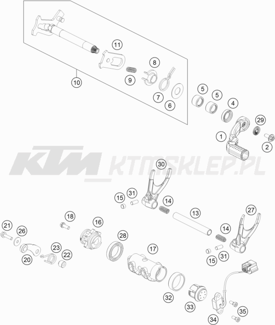 Schemat "skrzynia biegów-automat zmieniający " do KTM 450 SX-F
