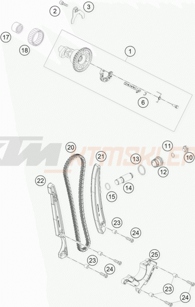 Schemat "układ rozrządu" do KTM 450 XCR-W