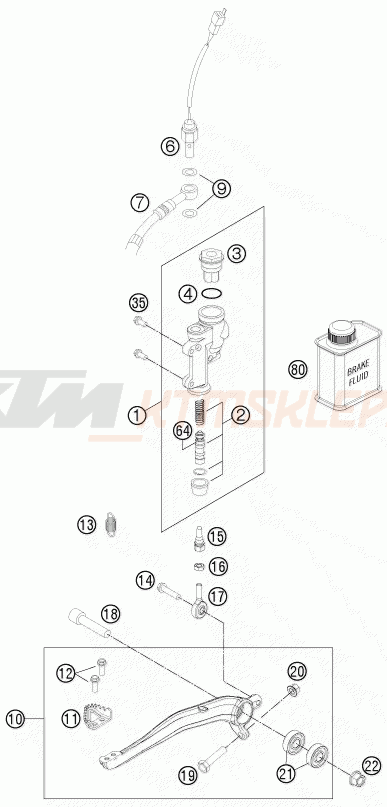 Schemat "tył hamulec - pompa" do KTM 530 EXC FACTORY EDIT.