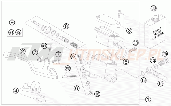 Schemat "przedni hamulec" do KTM 85 SX 19/16