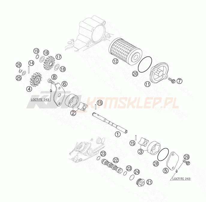 Schemat "smarowanie silnika" do KTM 250 SX-F