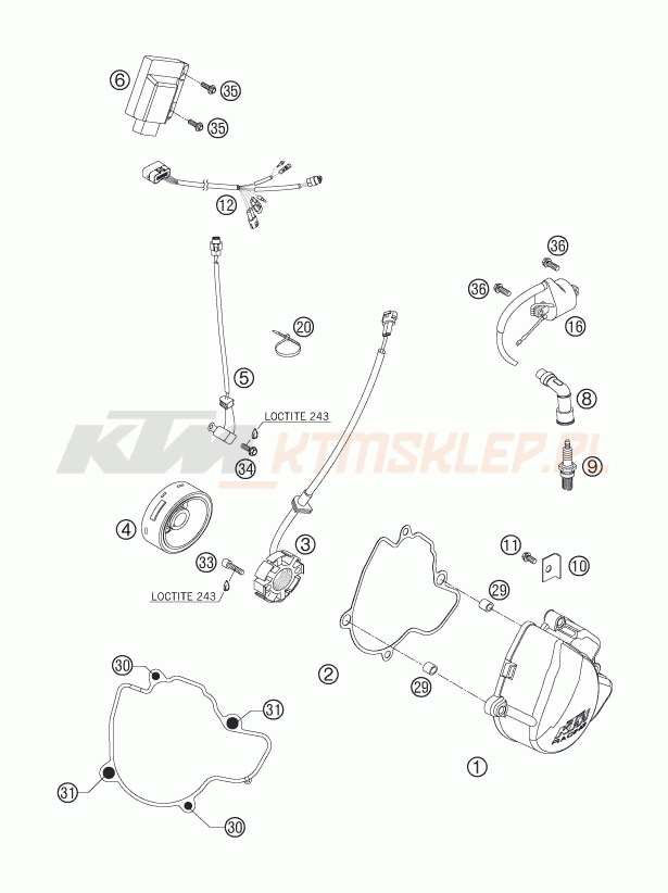 Schemat "układ zapłonowy" do KTM 250 SX-F