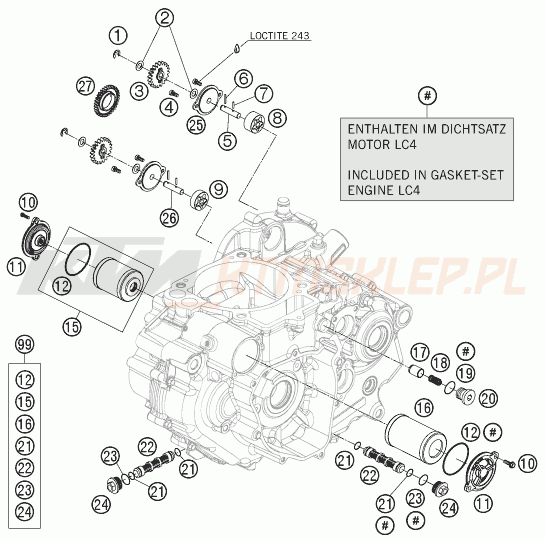Schemat "smarowanie silnika" do KTM 690 SUPERMOTO LIMITED