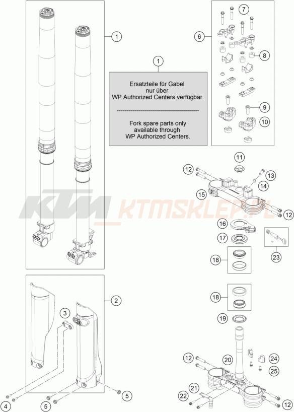 Schemat "przód amortyzatory, półki zawieszenia" do KTM KTM 450 RALLY REPLICA