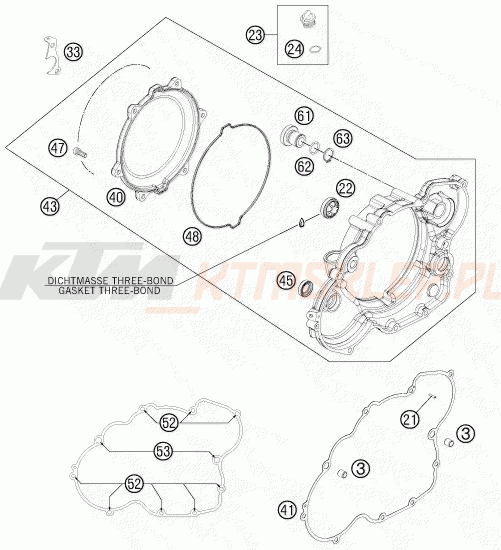 Schemat "pokrywa sprzęgła" do KTM 525 XC ATV
