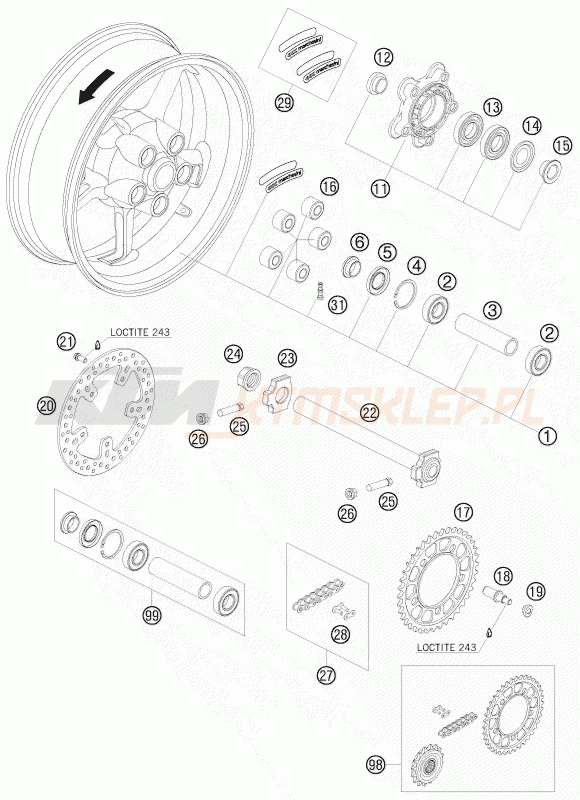 Schemat "koło tył" do KTM 990 SUPERMOTO