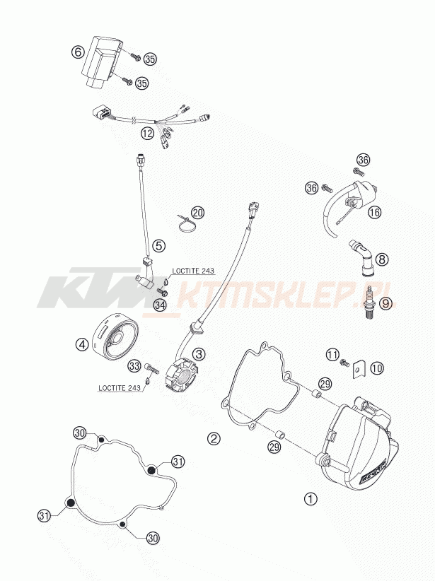 Schemat "układ zapłonowy" do KTM 250 SXS-F
