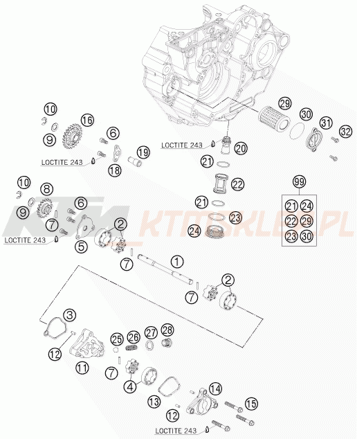 Schemat "smarowanie silnika" do KTM 450 SMR