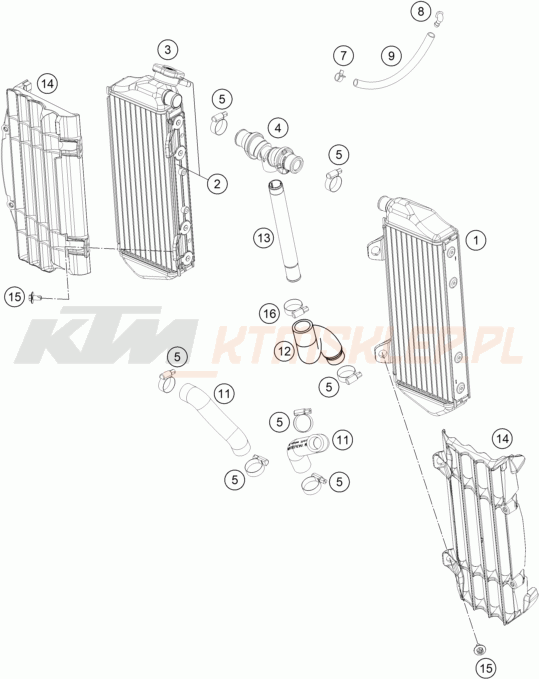 Schemat "układ chłodzenia" do KTM 450 SX-F