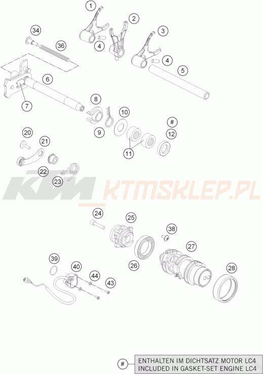 Schemat "skrzynia biegów-automat zmieniający " do KTM 690 DUKE R ABS