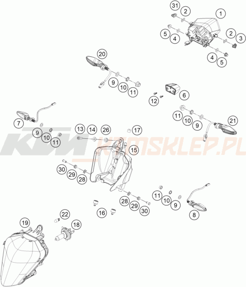 Schemat "oświetlenie" do KTM 200 DUKE, white, W/O ABS