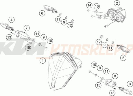 Schemat "oświetlenie" do KTM 390 ADVENTURE SPOKE W