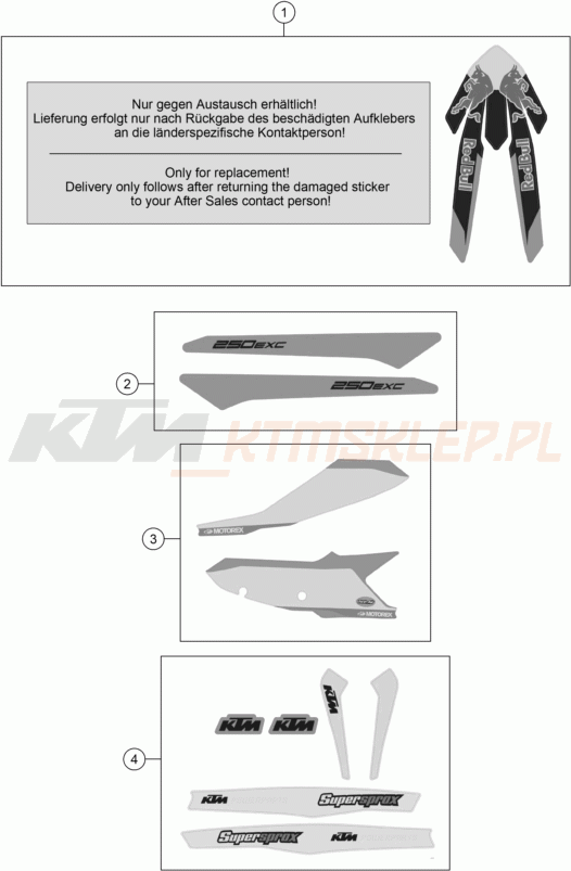 Schemat "naklejki" do KTM 250 EXC CHAMPION EDITION