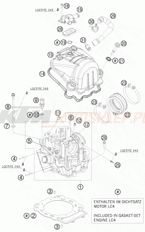 Schemat "głowica" do KTM 690 SMC