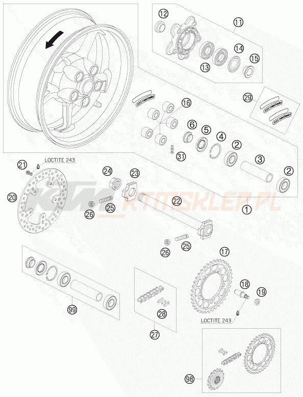 Schemat "koło tył" do KTM 950 SUPERMOTO R