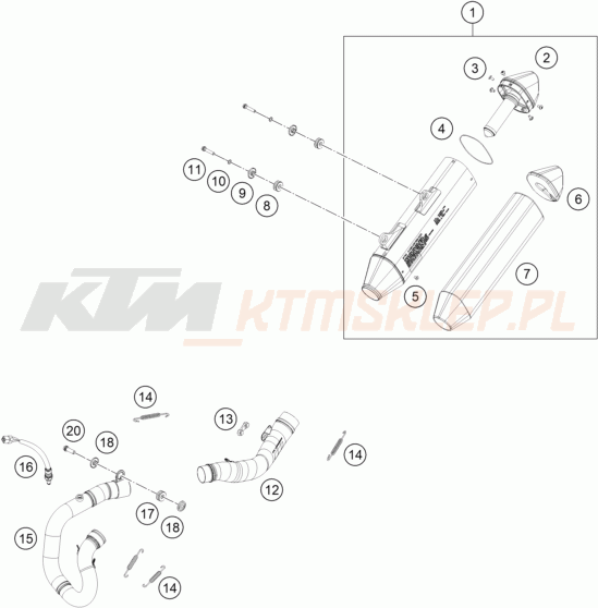 Schemat "układ wydechowy" do KTM 350 EXC-F