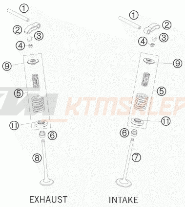 Schemat "zawory / rozrząd" do KTM 250 SXS-F