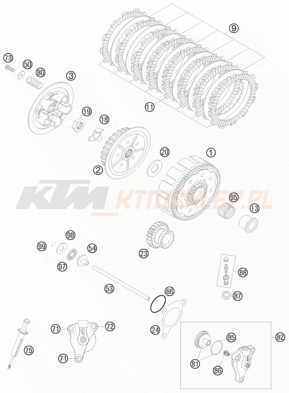 Schemat "sprzęgło" do KTM 250 SXS-F