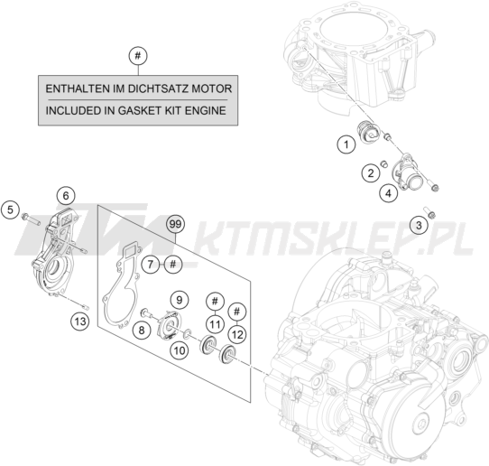Schemat "pompa wody" do KTM 690 DUKE R ABS