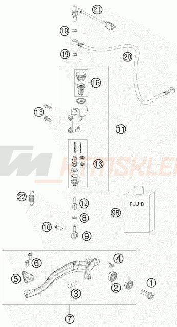 Schemat "tył hamulec - pompa" do KTM 525 XC ATV